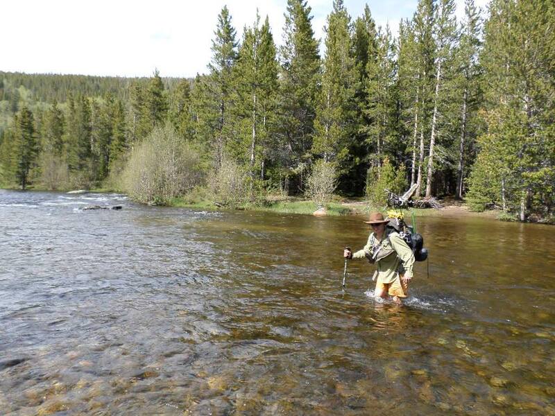 Crossing the Middle Popo Agie River.