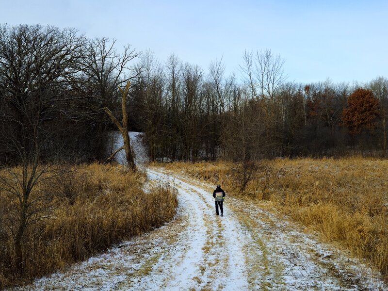 Crossing a marsh in early winter on the Upper Ironwood Trail.