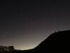 The silhouette of Mound A, as the sun sets.