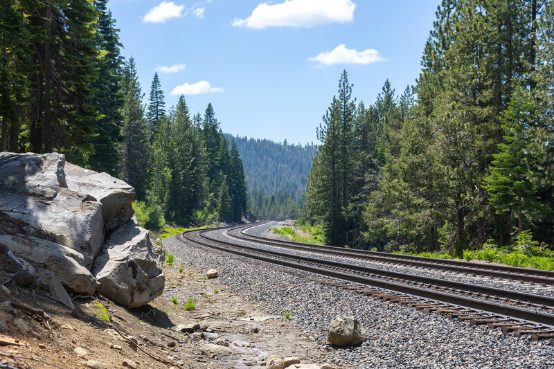 Railroad crossing on the way to Loch Leven Lakes.