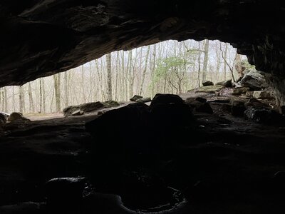 Peering out from Icebox Cave.