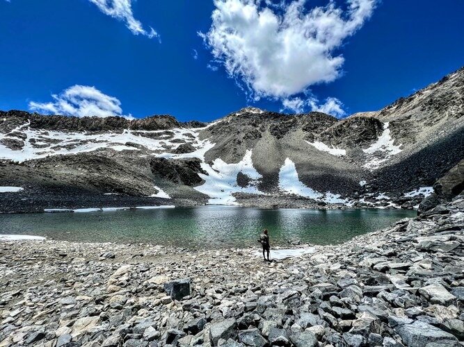 Taking in the view - Golden Trout Lake. Photo by Lani Advokat, Outdoor Project