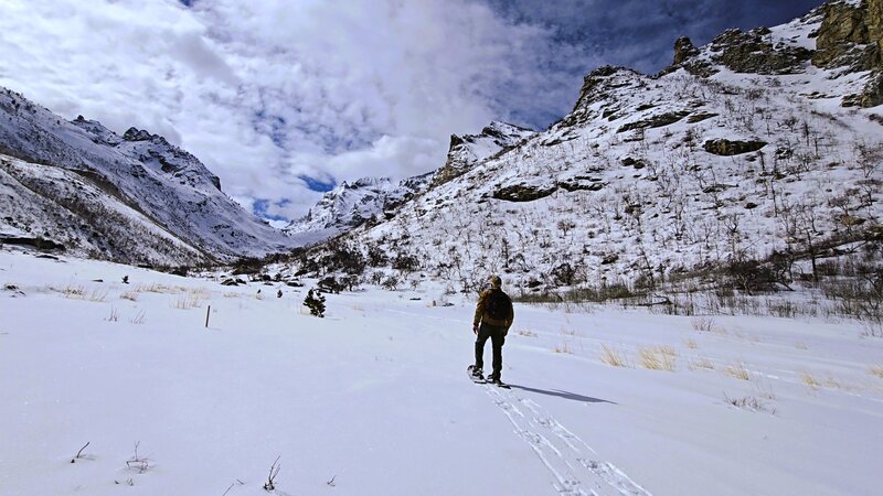 Snowshoeing the Right Fork of Lamoille Creek. Ruby Mountains