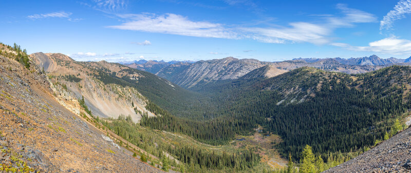 Ninetynine Basin with Slate Peak in the distance.
