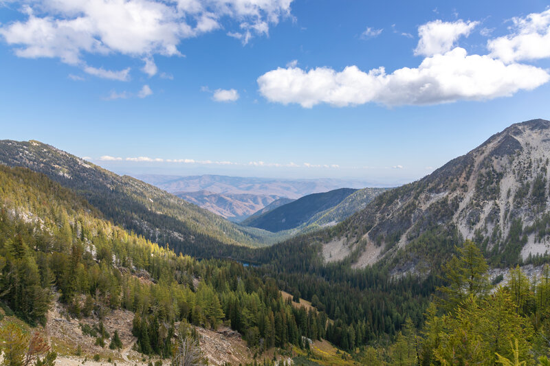 Looking down the Eagle Creek drainage from Horsehead Pass.