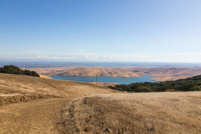 Los Vaqueros Reservoir from Upper Whipsnake Loop Trail.