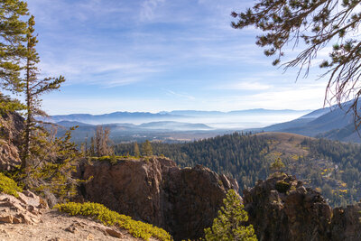 Smoke over Mammoth Lakes from Dragon's Back.