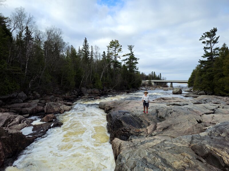 The long cascade of the first waterfall near Highway 17.