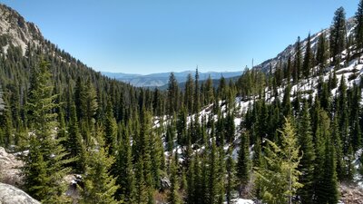 Views into the far distance to the east, are seen from a nice lookout below Alpine Lake.