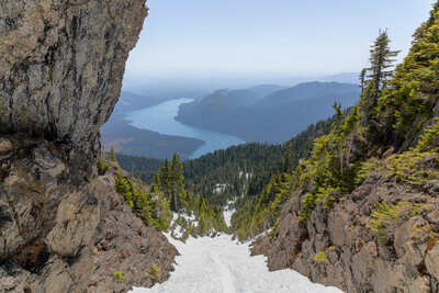 Lake Cushman through one of the narrower sections on the winter route.