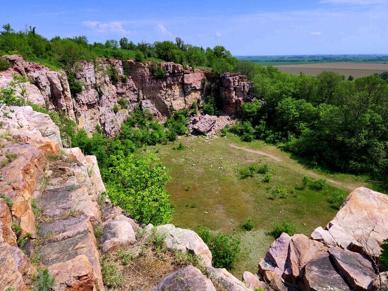 The historic red Sioux quartzite quarry.