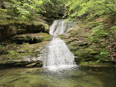 A waterfall along the Bickford Slides Trail.