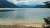 Upper Priest Lake, looking north from the sandy beach at Geisinger trail camp. The red and green buoys mark the Thorofare channel that connects Upper Priest Lake to Priest Lake.