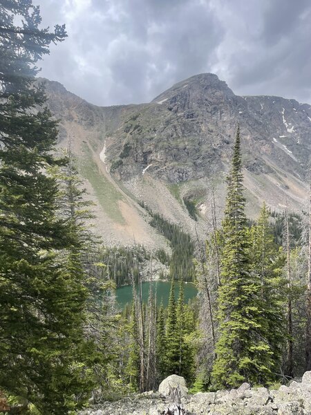 A view of Keyser-Brown from the trail. You can see the storm coming in.