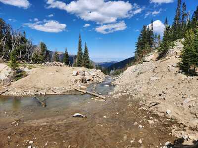 View of the small dam and spillway.