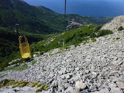 Cable car at Monte Capanne. Sintakso, CC BY-SA 4.0 , via Wikimedia Commons