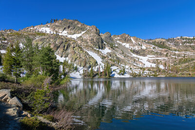 Remnants of snow across Round Lake.
