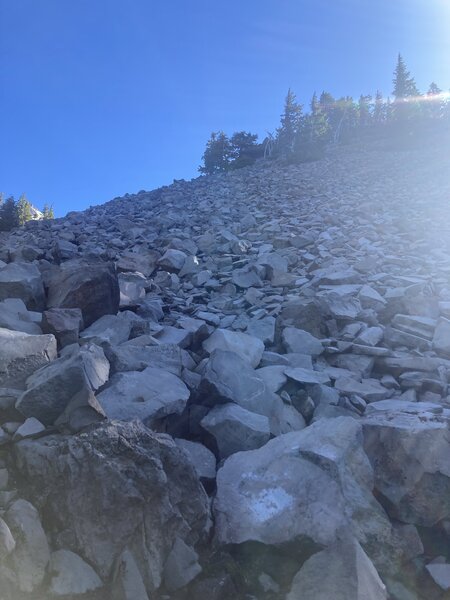 This is where we turned off the trail, climbing up the boulder pile.