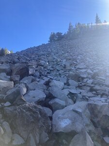 This is where we turned off the trail, climbing up the boulder pile.