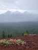 View of the sisters from the summit of Scott, despite some rain.