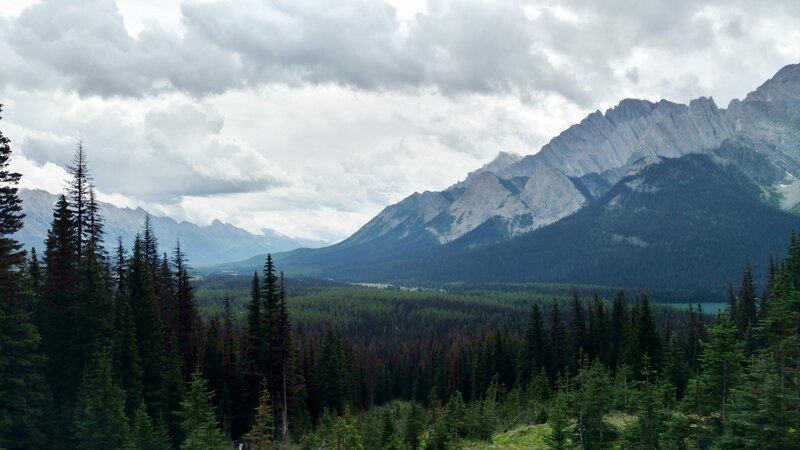 Looking far into the distance, down the Elk River Valley (left) from high on Upper Elk Lake Trail.