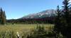 Soggy meadows and mountains to the east. Here, the trail crosses the soggy meadows on boardwalks.