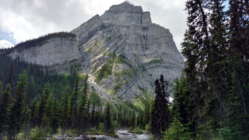 Mt. McCuiag, 9.462 ft., dominates the scene when following Petain Creek (bottom) upstream.