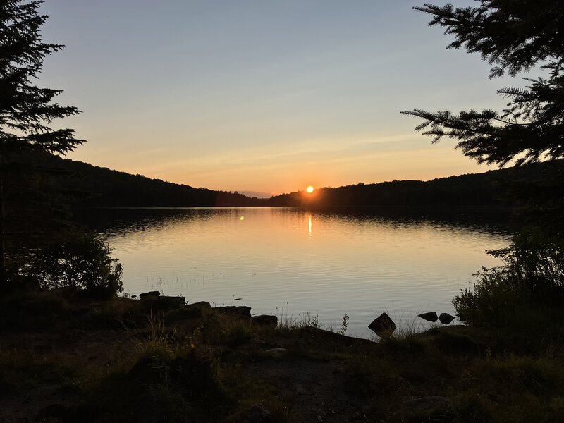 View over Stratton Pond, as the sun was setting behind the mountains.