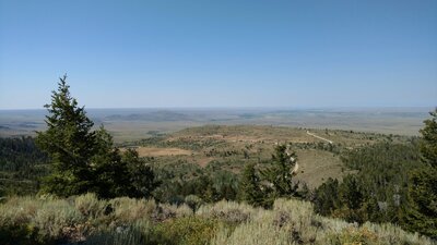 Ranch lands below, are seen looking west from a few viewpoints, as Scab Creek Trail climbs.