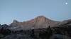 Pronghorn Peak (left) and Dragon Head Peak (right) in the early morning, of a clear moonlit night.