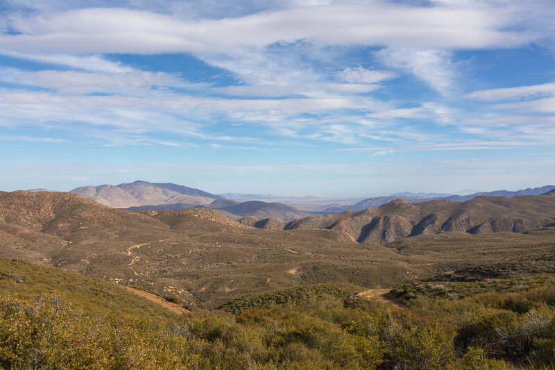 Flatter terrain after crossing Mason Valley Truck Trail.