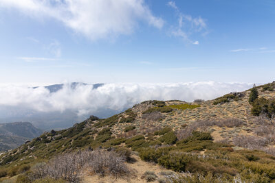 The clouds are stuck just below the ridge.