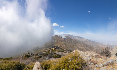 A large cloud trying to move over Fobes Saddle.