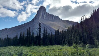 Cathedral Peak, seen from the southwest side of Eagles Nest Pass.