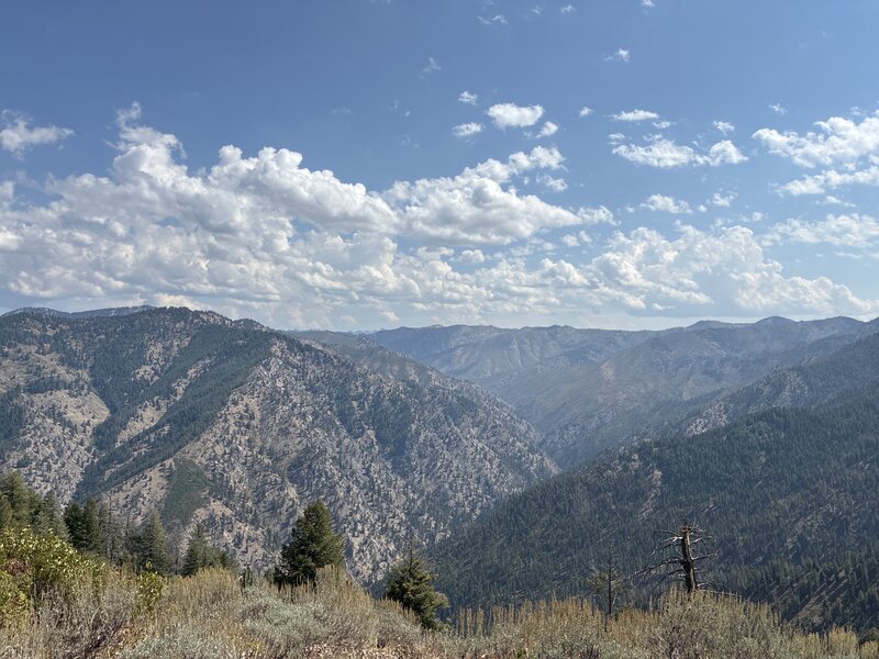 View of the Sawtooths in the far distance from about 1.5 miles from the summit.