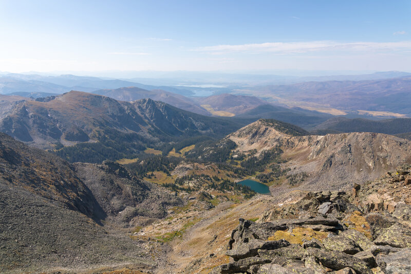Julian Lake with Shadow Mountain Lake and Lake Granby in the distance.