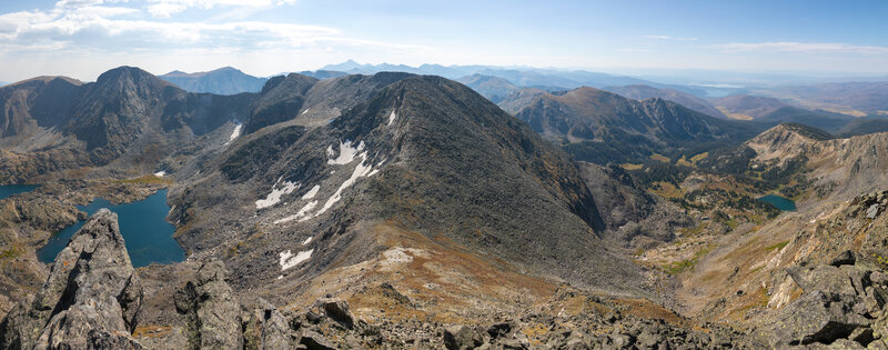 Panorama across Azure Lake and Chief Cheley Peak.