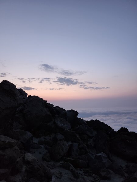 Sunrise from the GPS station seen over the ridge.