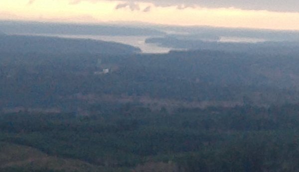 Looking south on foggy day.