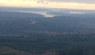 Looking south on foggy day.