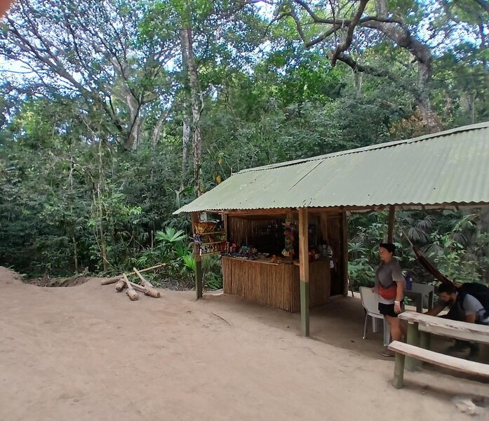 Refreshment stop at the trail intersection.