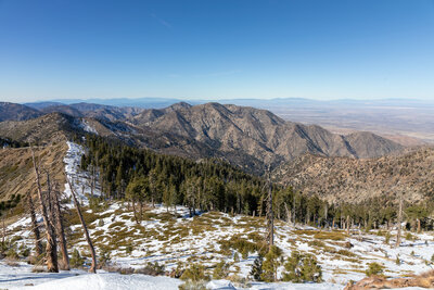The northern side of Mount Hawkins with Mount Williamson in the distance.