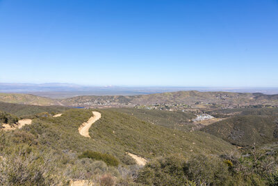 Elizabeth Lake and the San Andreas Rift Zone with the Mojave Desert in the distance.