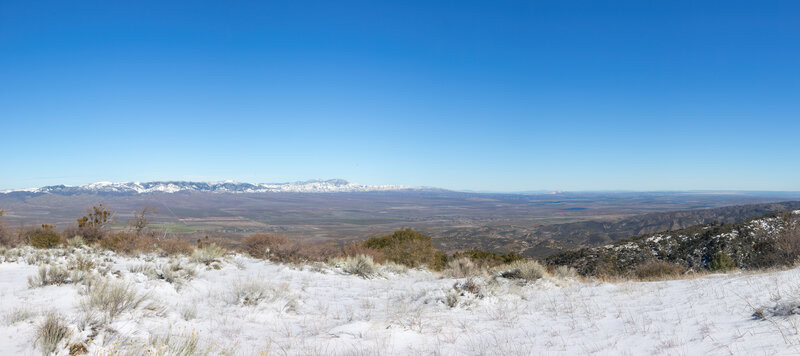 The Mojave Desert from Liebre Mountain with the Tehachapi Mountains in the distance.