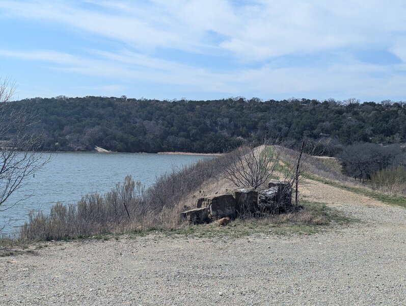 View from atop the dam looking toward the marina area.