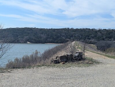 View from atop the dam looking toward the marina area.