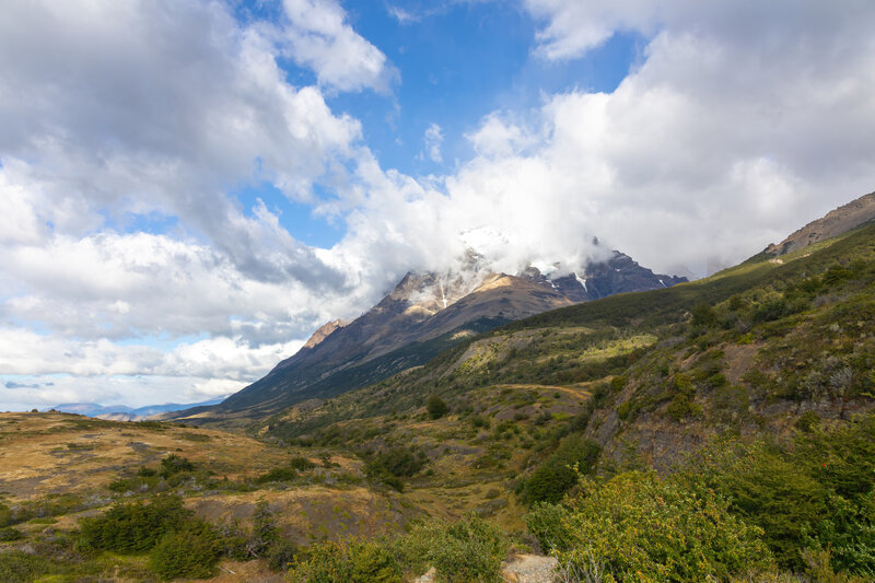 Cerro Almirante Nieto shrouded in clouds.