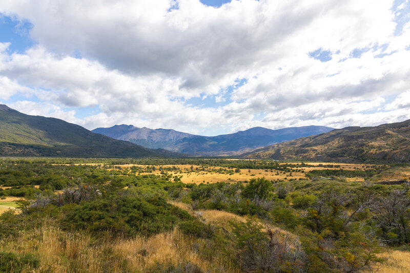 The flats along Rio Paine with Cerro Diente in the distance.