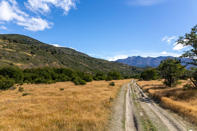 Cerro Diente looming in the distance on the last miles before Campamento Serón.