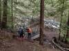 Crossing a small creek in the forest along Quartz View Trail.